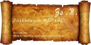 Zsifkovics Máté névjegykártya